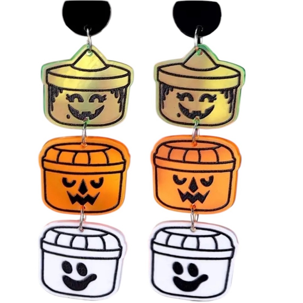 Halloween Candy Pail Dangle Earrings